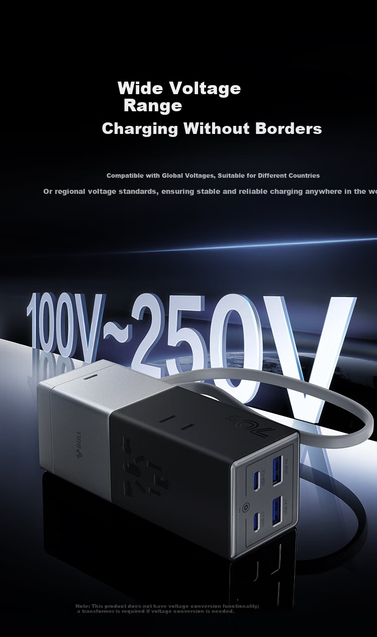 BULL 20W Gallium Nitride Fast Charging Multi-Country Socket, Global Travel Adapter Plug, Self-Contained Cord for Overseas Trips, Business Trips, And Study Abroad, Anti-Drop Multi-Outlet Plug, European Standard, American Standard, Australian Standard, British Standard 12