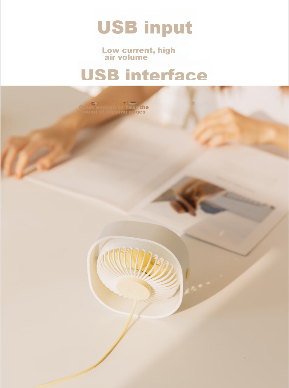 BIAZE Desktop Mini USB Fan, Tabletop Office Student Dorm Creative Electric Fan, Quiet Mini Desktop Fan FS1 White 2