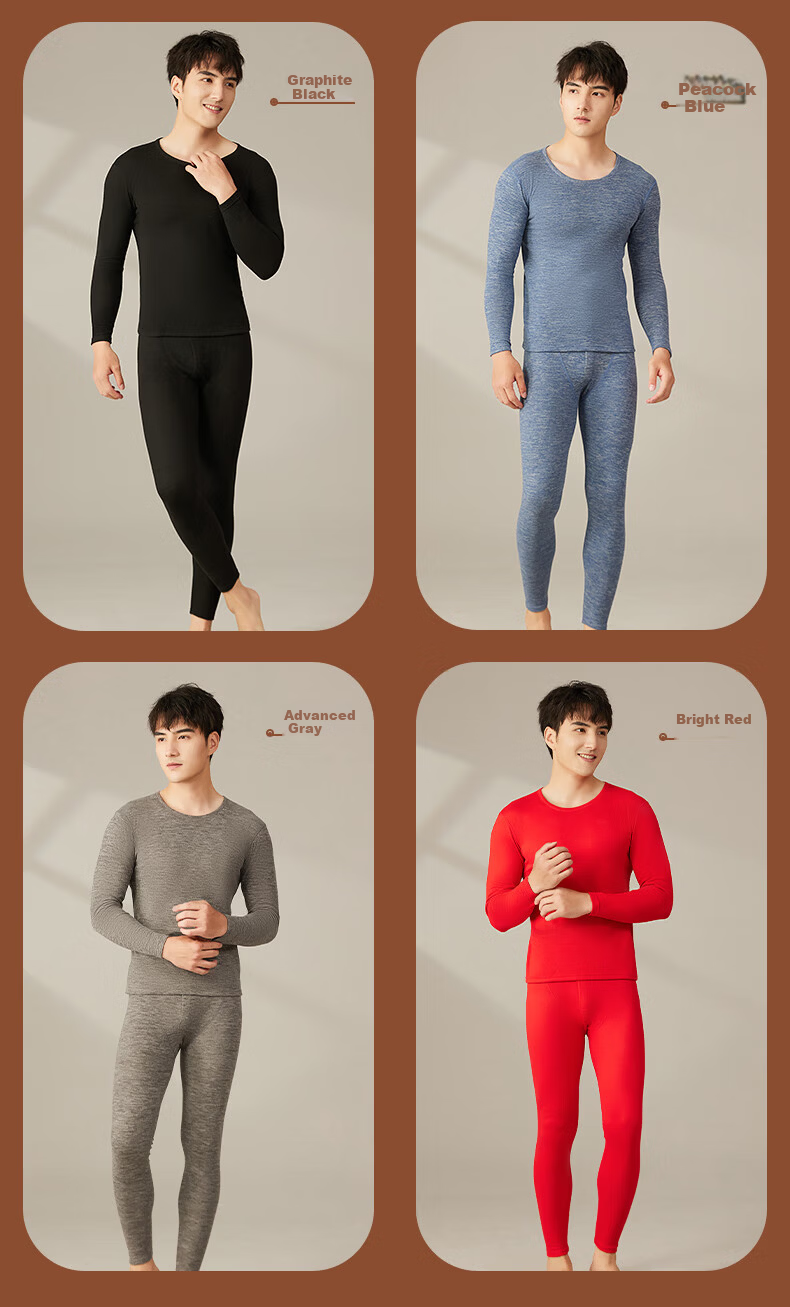 LangSha Men's Autumn Thermal Set Cashmere Mulberry Silk Warm Underwear 10A Antibacterial Mite-Resistant Far-Infrared Heating Thermal Underwear 16