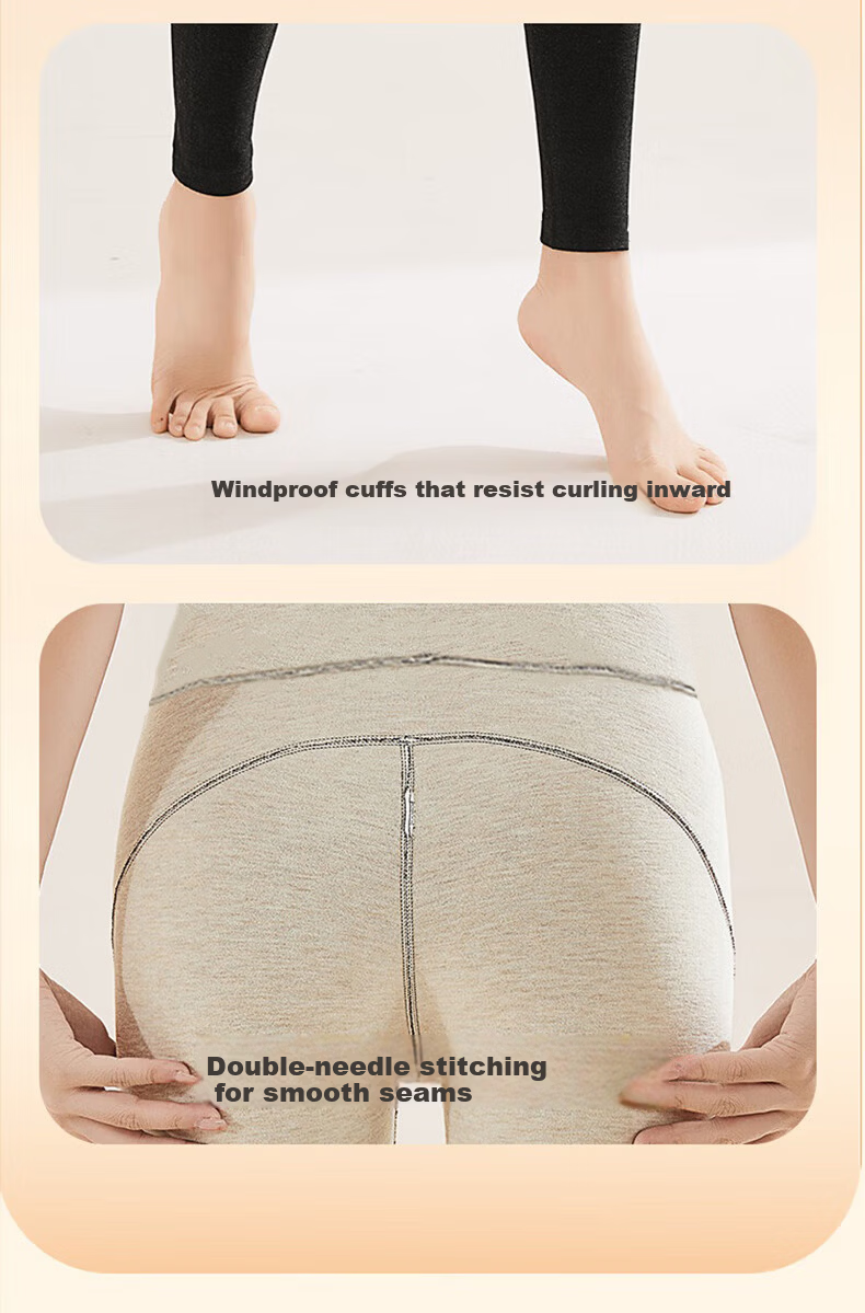 BOPRUIEY Women's High-Waist Thermal Wool and Silk Blend Leggings, Fleece-Lined Slimming Antibacterial Butt-Lifting Pants 5