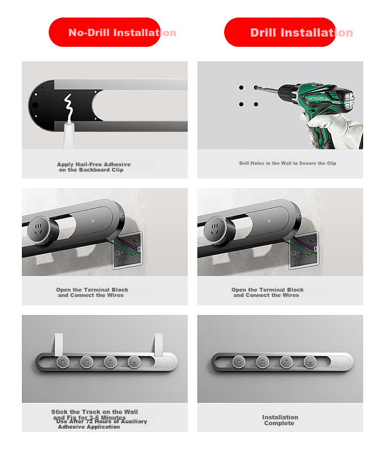 International Electric Smart Track Socket One-Key Intelligent Control Overload Protection Movable Surface-Mounted Rail High-End Kitchen Art Socket No-Drill Magnetic Power Rail Socket 50+3 Egyptian Sil 24