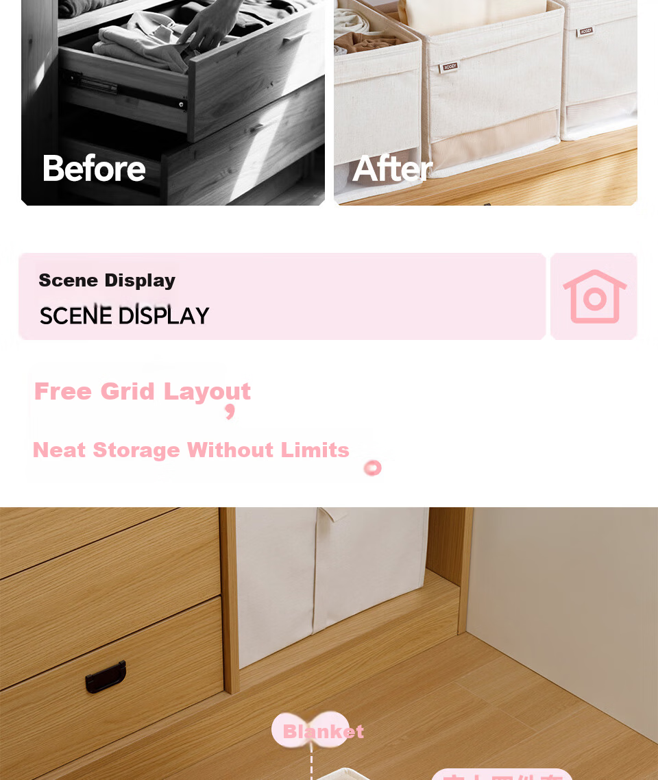 Multi-Compartment Adjustable Drawer Storage Box for Large Capacity Pants and Clothes Organizer 3