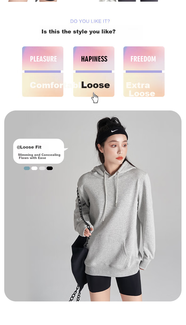 Langsha Women's Hooded Sweatshirt Spring Autumn Thick Casual Versatile Sports Loose Fit Long Sleeve Couple Jacket 2