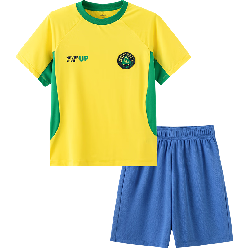 Balabala Kids Short Sleeve Set Boys Girls Baby 2-Piece Summer 2026 Football Jersey and Shorts Moisture-Wicking Quick-Dry