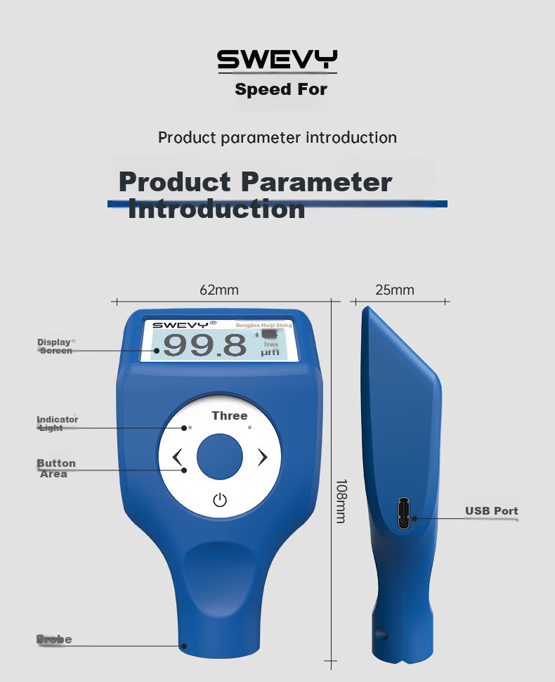Suwei Coating Film Thickness Gauge High-Precision Coating Thickness Meter Used Car Specialized Thickness Tester SW3000 14