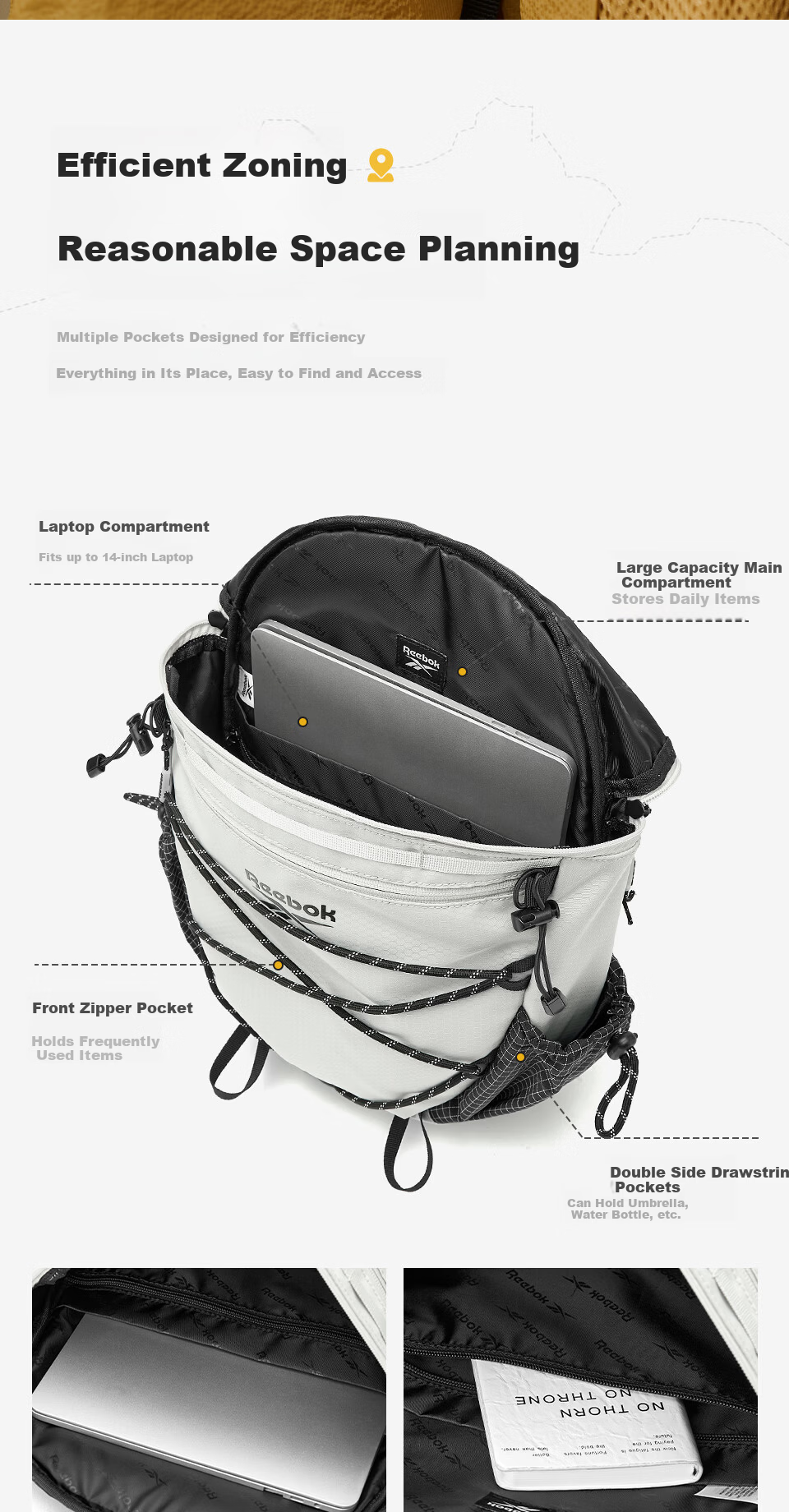 Reebok Lightweight Sports Men's Backpack Outdoor Travel Hiking Mountaineering Water-Resistant Mountain Bag for Women 5