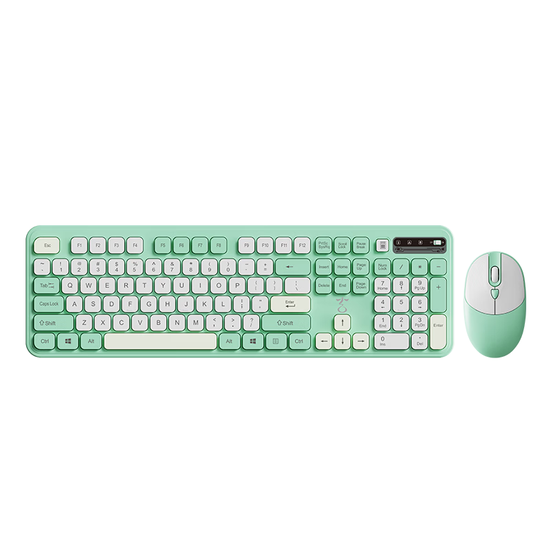 Unisplendour Xuan Niao KM500W Wireless Keyboard and Mouse Set Silent Peripheral Keyboard and Mouse Office Business Gaming Desktop Laptop Tablet Universal Mint Green