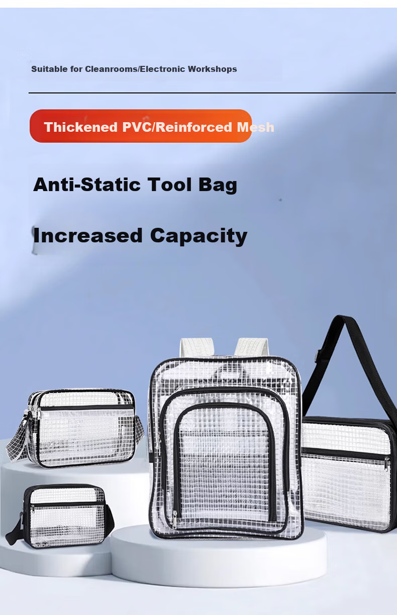 Aideer PVC Dustproof Transparent Backpack Tool Bag Double Shoulder Backpack 35cm x 40cm x 15cm CW851756 1