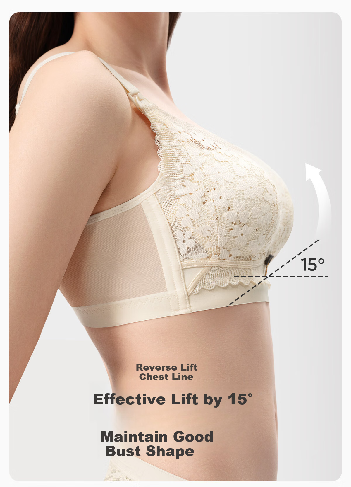 JOYNCLEON Luxury Fragrance Lady Maternity Nursing Bra Anti-Sagging Push-Up Postpartum Breastfeeding Champagne XL 9