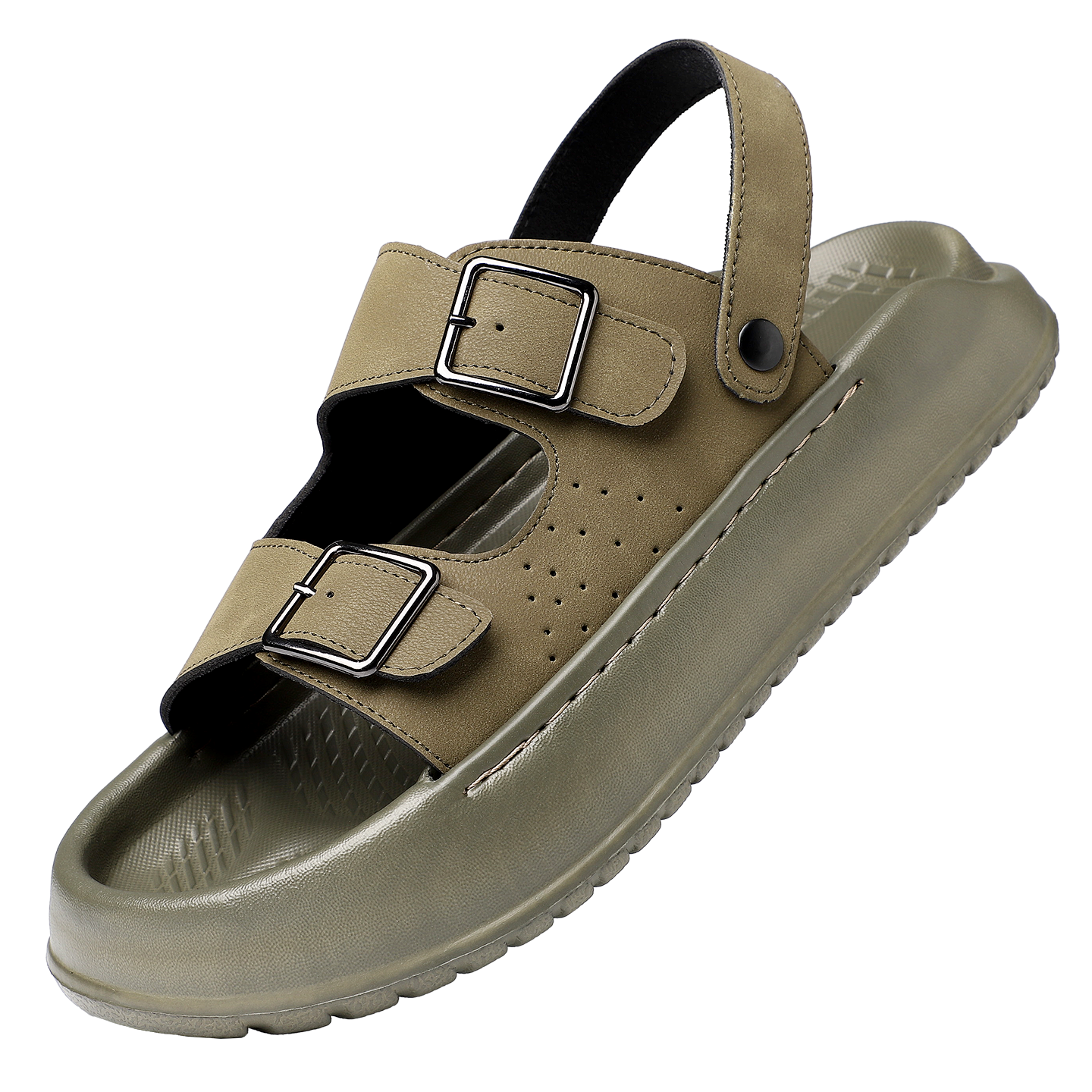 MEXICAN Spring Summer New Men's Leather Sandals Beach Shoes Dual-Wear Slippers Breathable Black Size 39