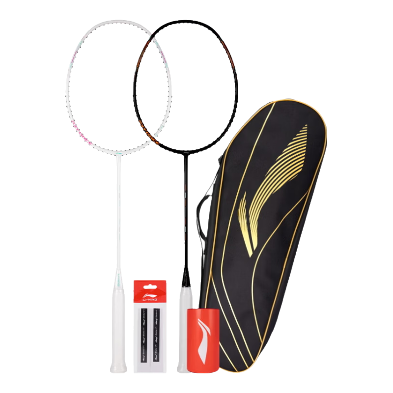 Li-Ning Badminton Racket Full Carbon Thunder EX Black Pair 5U Pre-Stretched String AYPV121-55