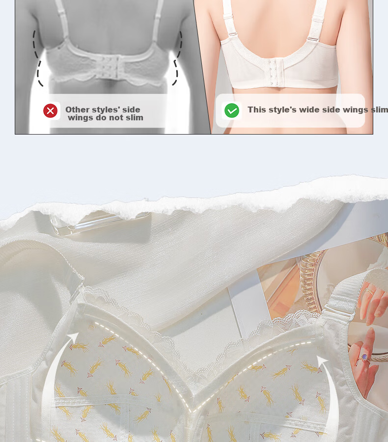 Mankejiao Women's Large Bust Minimizing Full Coverage Thin Adjustable Plus Size Corrective Bra 6