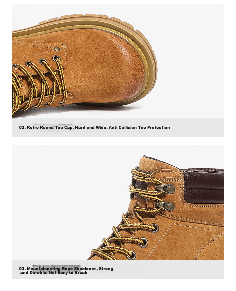 CAMEL Hill Classic Yellow Suede Martin Boots Outdoor Work Boots L23W076065 Pink Size 37 26