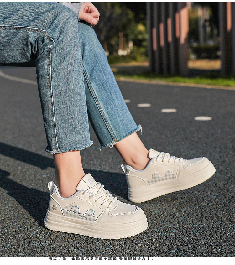 Warrior Women's Casual Sneakers Simple Versatile Cute Durable Commuter Sports Shoes WXY-Q549C Beige Pink Size 40 6