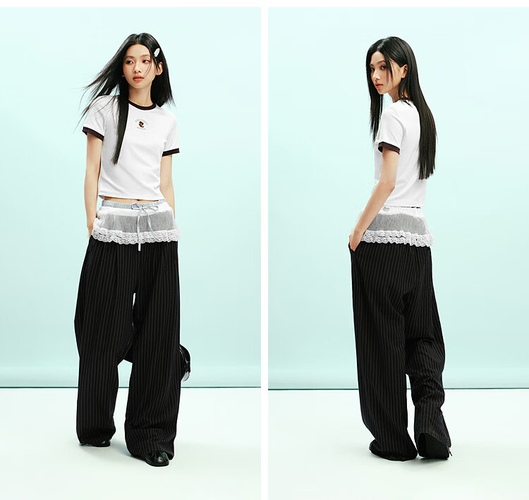 Semir Cooling T-Shirt | Luo Xiaohei Short Sleeve T-Shirt for Women Summer Short Color-Block Slim Fit Shoulder 2026 Top 109326100015 7