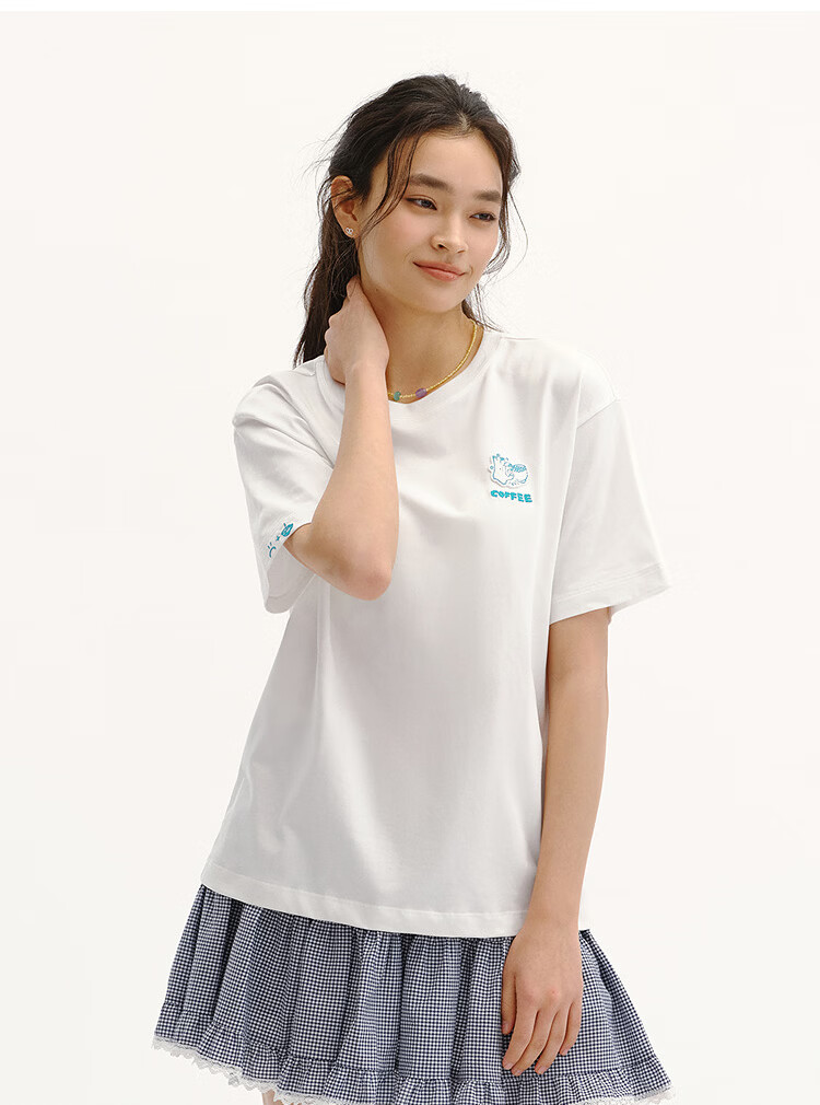 Semir Mall Style | Women's Summer Short Sleeve T-Shirt Embroidered Print Loose Drop Shoulder 2026 Boutique Clothing 101326100037 16
