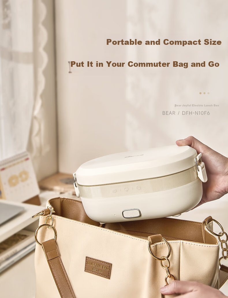Bear Electric Lunch Box Self-Heating Lunch Box No Water Needed Plug-in Heating 316L Stainless Steel 1L DFH-N10F6 18