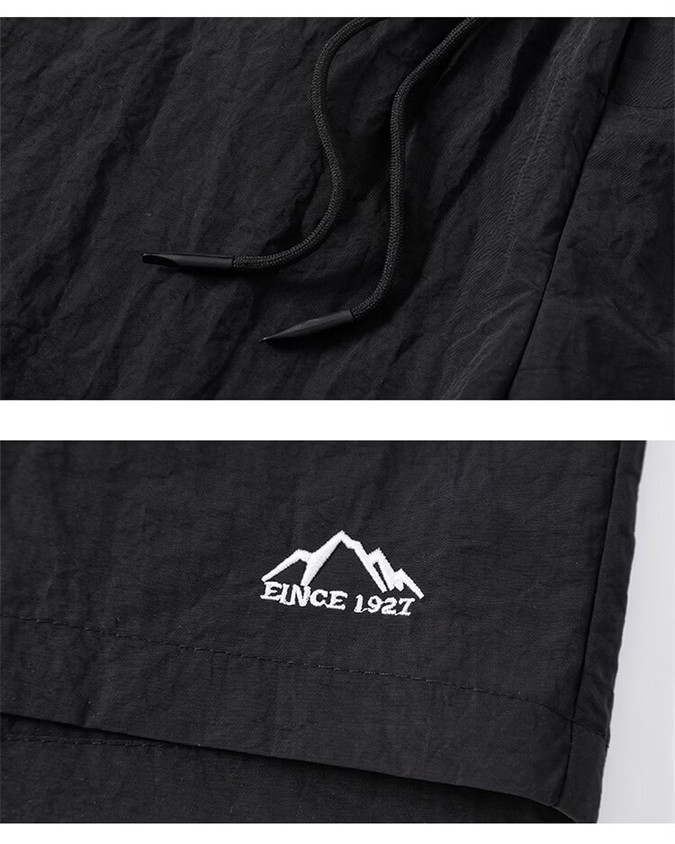 TUCANO Men's Summer Ice Cool Thin Loose Casual Embroidered Sports Shorts Black M 36