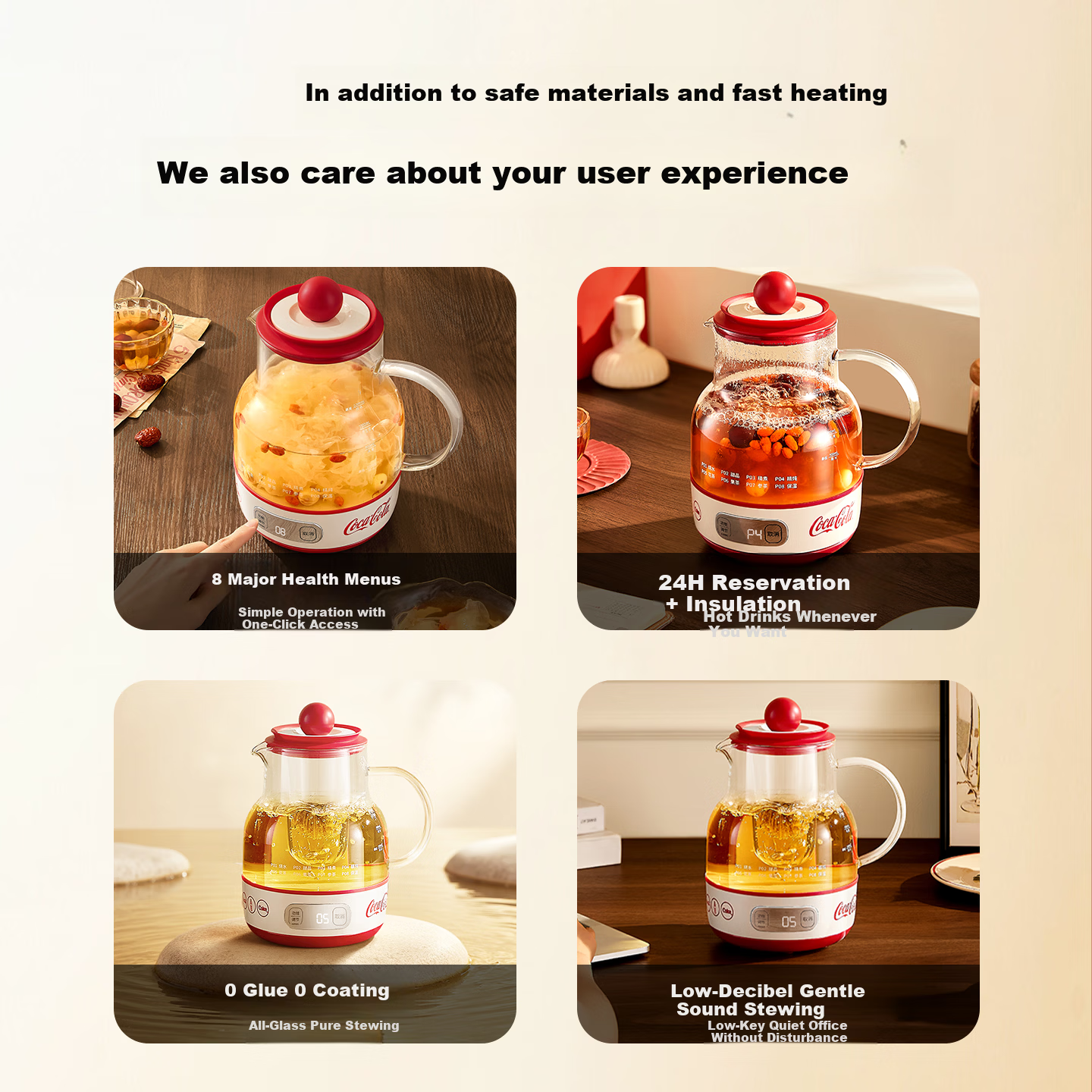 Coca-Cola 1.2L Automatic Health Pot Electric Kettle Tea Maker 24-Hour Constant Temperature Flower Tea Kettle A-YS02GW