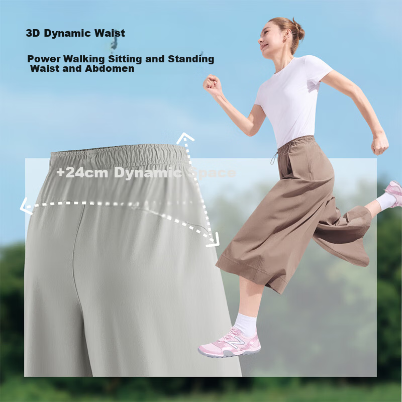 Beneunder Water-Repellent Wide-Leg Casual Pants for Women, Draped Loose Fit Sun-Protective Breathable Sports Trousers WR881