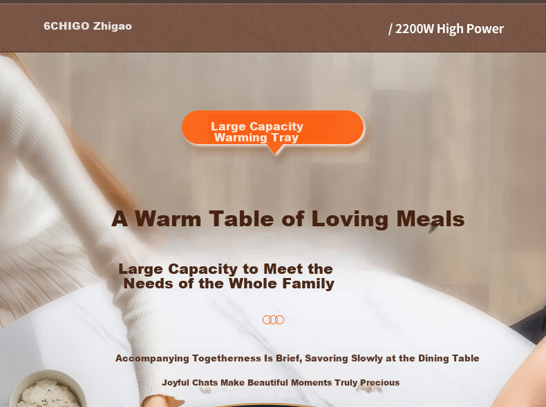 CHIGO [Upgraded Version] [Zoned Ultra-Thin] Food Warming Board Heat Preservation Plate Heating Table Mat Multifunctional Home Hot Pot Dining Table ZG-DCL80-22 13