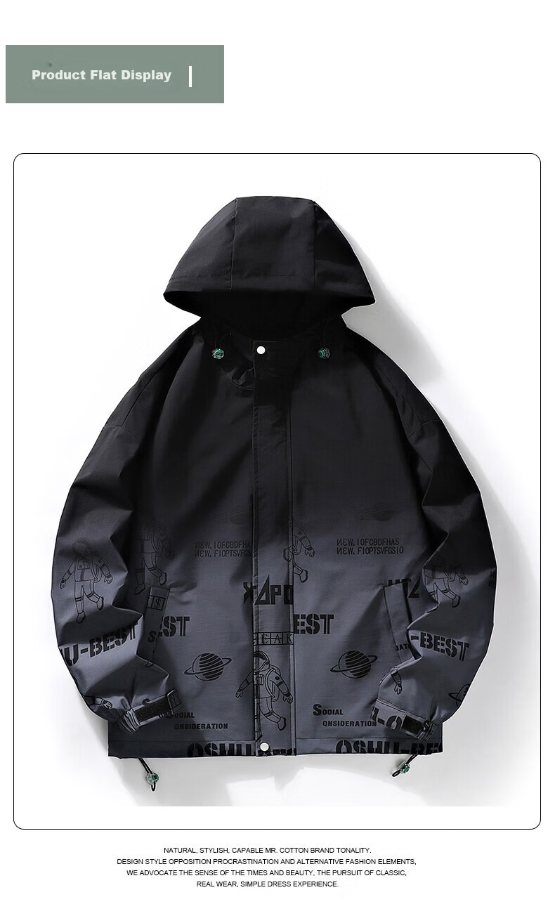 MULINSEN Men's Hooded Jacket Loose Gradient Color Large Size Spring Autumn Trendy Top White L 10