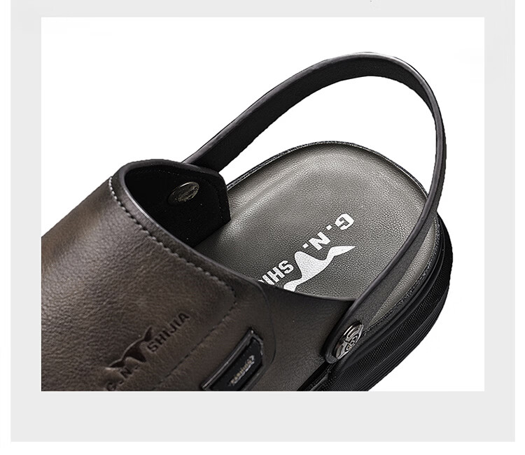 Bull Family Men's Leather Summer Sandals New Soft Sole Beach Shoes Casual Dual-Purpose Slippers Versatile Dad Shoes 13