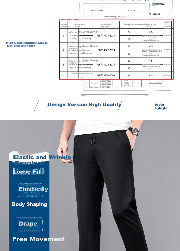 Hodo Men's Casual Pants Autumn Winter Fleece Lined Loose Warm Wrinkle-Resistant Stretch Straight Leg Trousers Black L 7