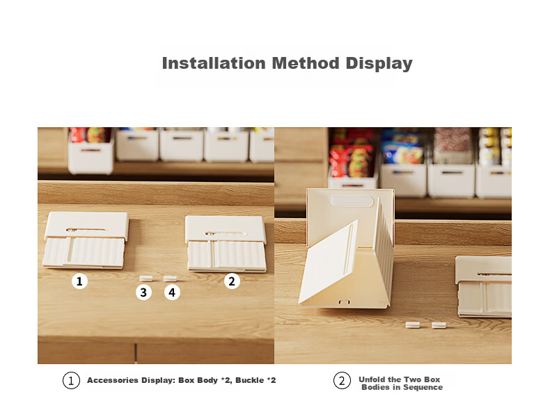 DOCOXO Retractable Storage Box Cabinet Drawer Desktop Snack Miscellaneous Kitchen Organizer Cream White Small Size 24
