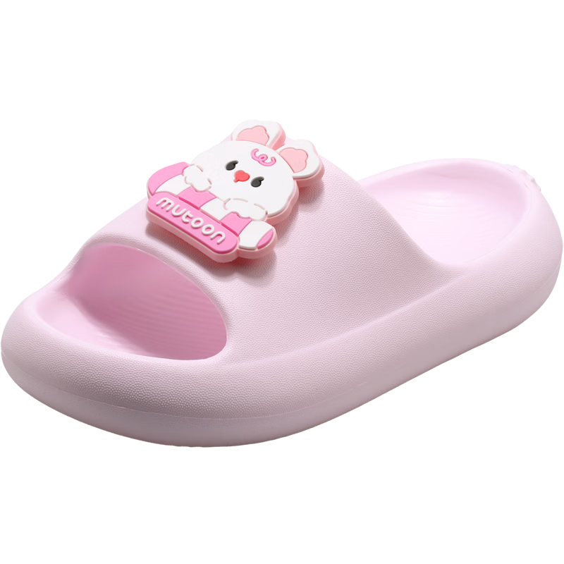Mutong Kids Summer Cartoon Bathroom Slippers Boys Girls Soft Sole Indoor Cute Bunny Pink Size 26