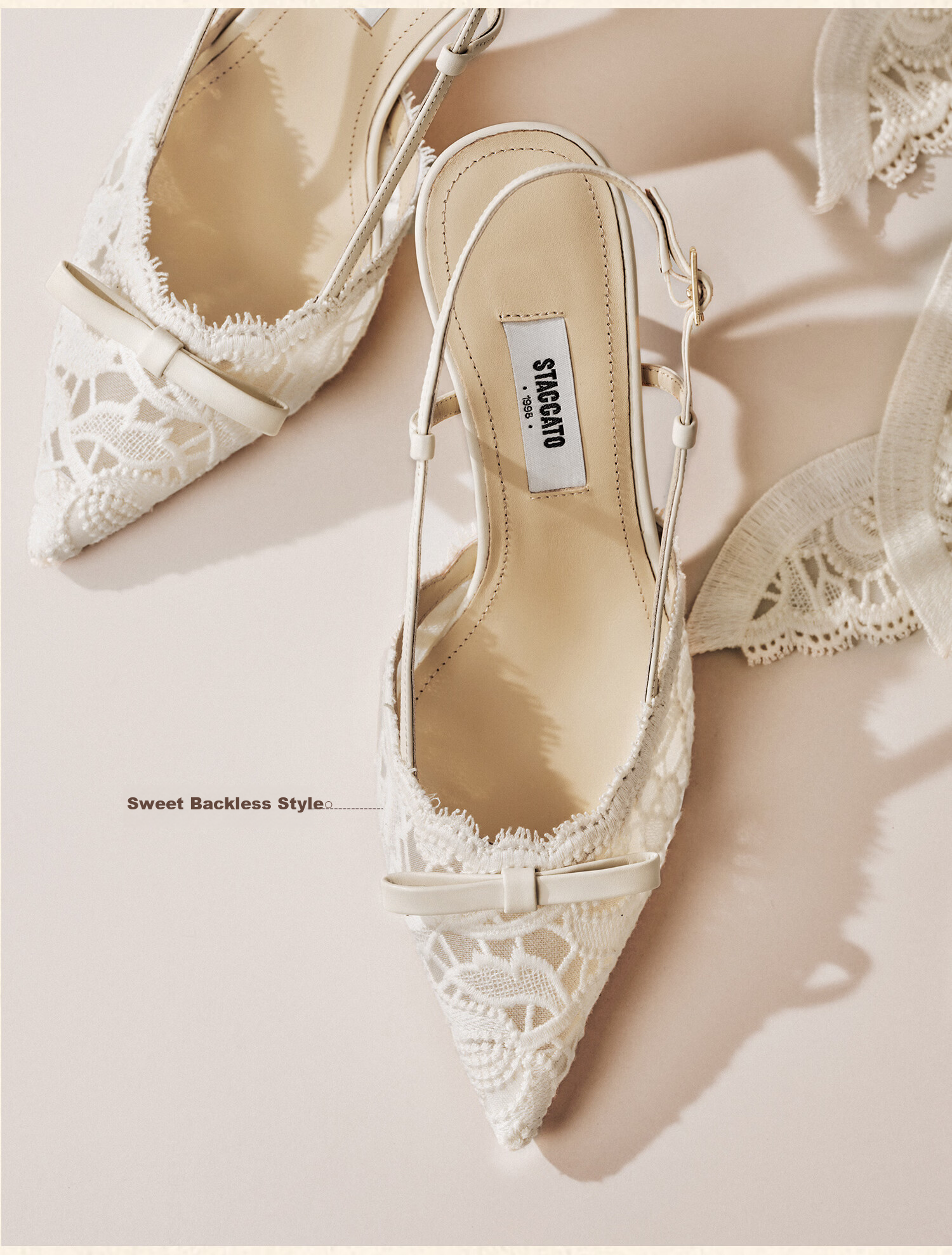 Skechers Yang Mi 2026 Spring Lace Island High Heel Women's Sandals ED334AK6 Sea Salt Rose Apricot Hollow Style Size 34 12