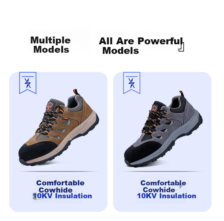 BlueOwl Shield Men's Summer Breathable Anti-Slip Electrician Insulated 10KV Anti-Smash Anti-Puncture Comfortable Work Shoes D206GY Size 39 14