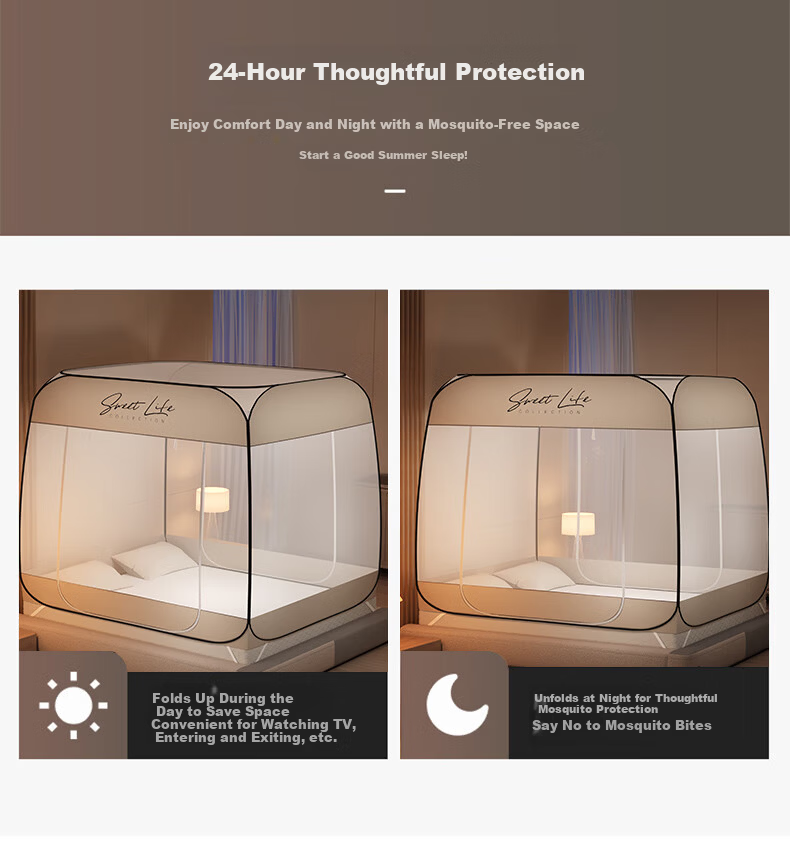 Su Era Mongolian Yurt Mosquito Net Anti-Fall 1.8x2m Home Integrated No-Installation Foldable Children's Mosquito Net Baby Class A 2