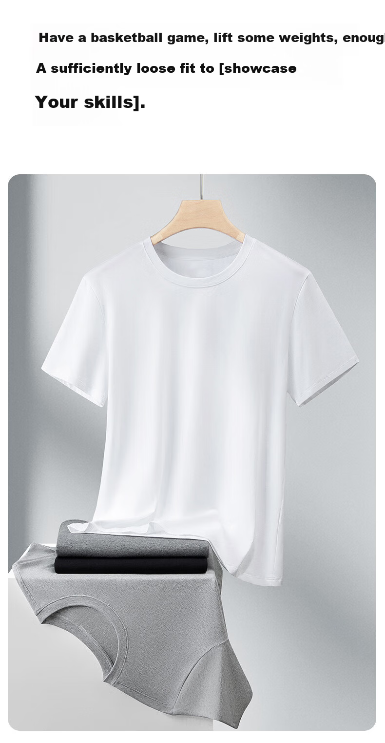 Miiow [Antibacterial Cooling] Men's Short Sleeve T-Shirt 40s Combed Cotton Basic Spring Summer White 2XL 10