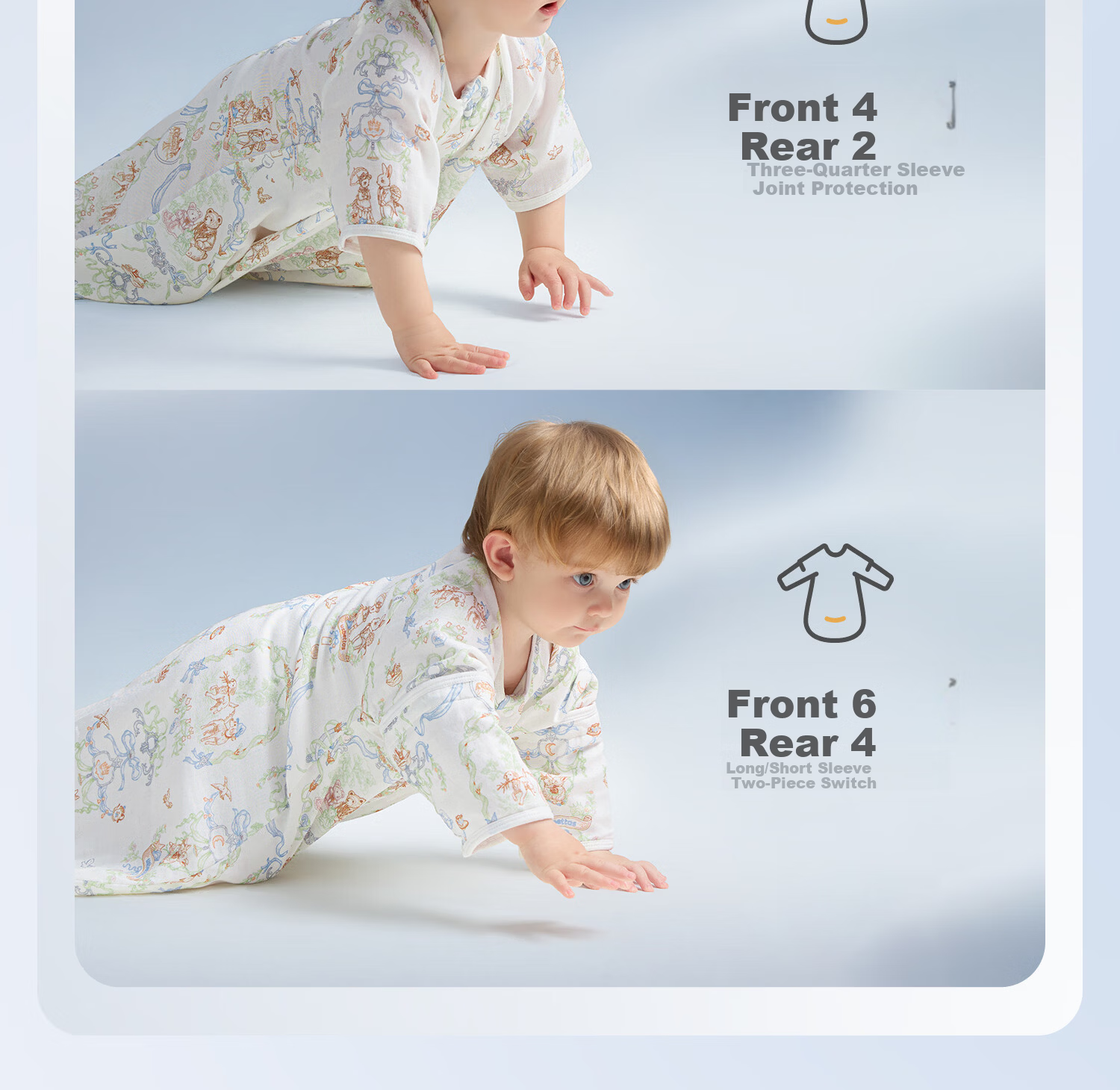 Betis Baby Sleeping Bag Spring Summer Vernix Caseosa Skin Children's One-Piece Sleeping Bag Infant Anti-Kick Quilt Pajamas Front 6 Back 4 Senye L 20