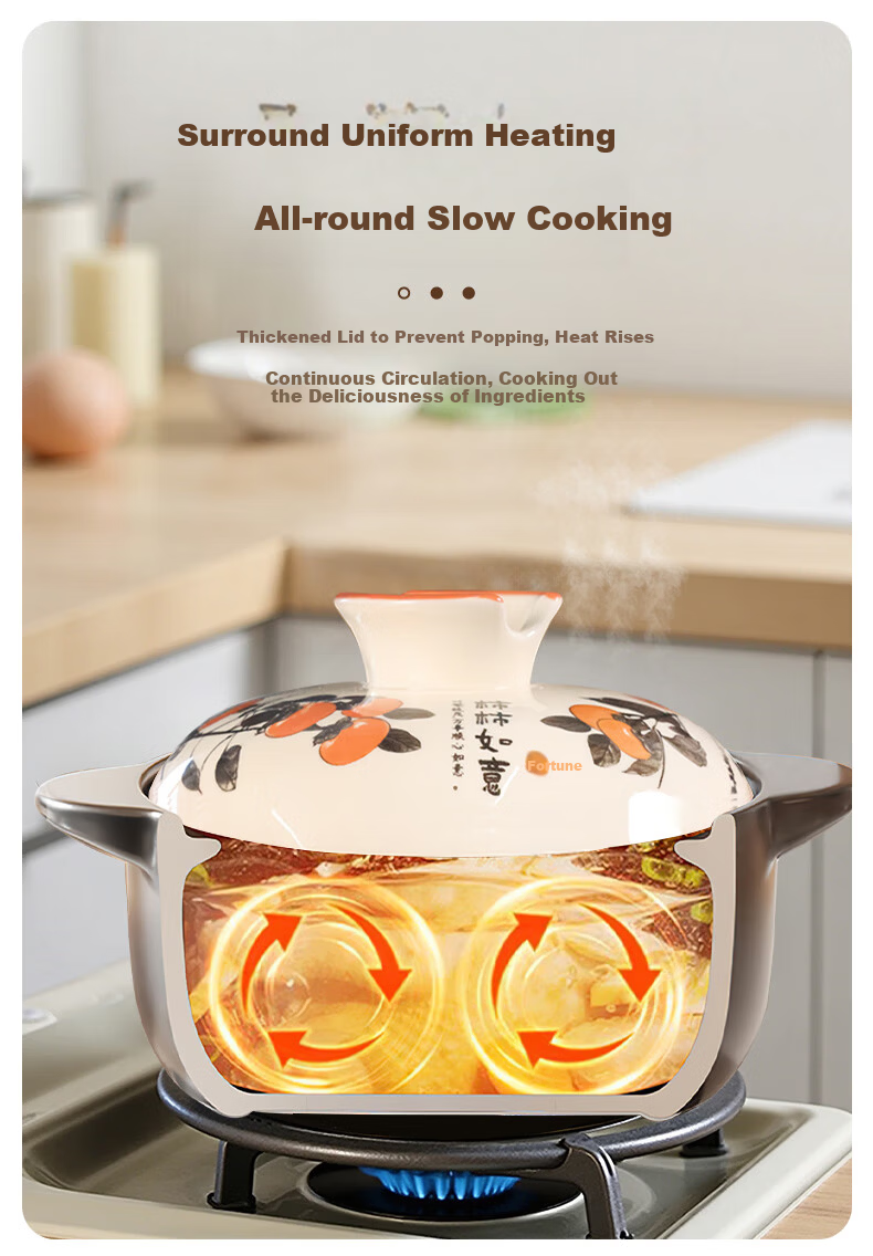 Quanpinwu Ceramic Clay Pot Soup Cooker Gas Stove Safe High-Temperature Resistant 3-4 Person Stew Pot Porridge Cooking Casserole 10