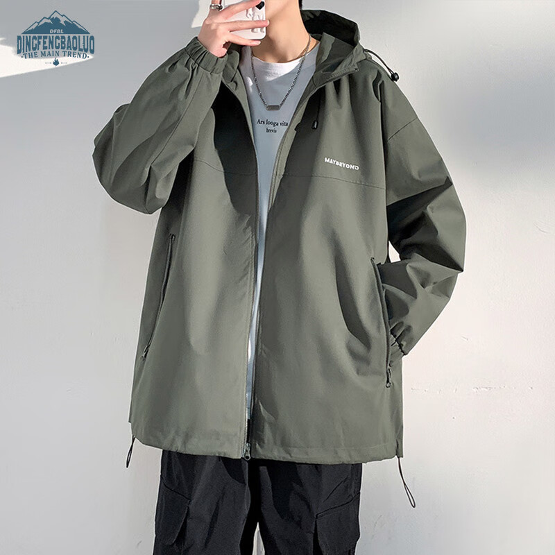 Dingfengbaoluo Workwear Jacket for Men, Spring And Summer Outdoor Casual Versatile Men's Jacket, Loose Fit YM9927 Dark Green L