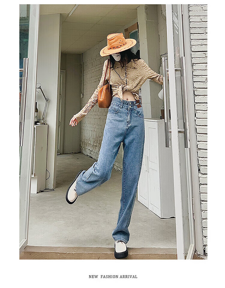 Pierre Cardin Jeans for Women, Summer High-Waisted Loose-Fit Slimming Lyocell Casual Straight-Leg Versatile Cropped Pants, Vintage Blue M 4