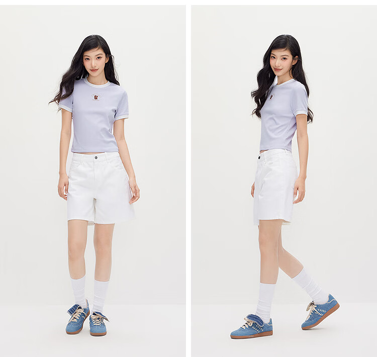 Semir Cooling T-Shirt | Luo Xiaohei Short Sleeve T-Shirt for Women Summer Short Color-Block Slim Fit Shoulder 2026 Top 109326100015 14