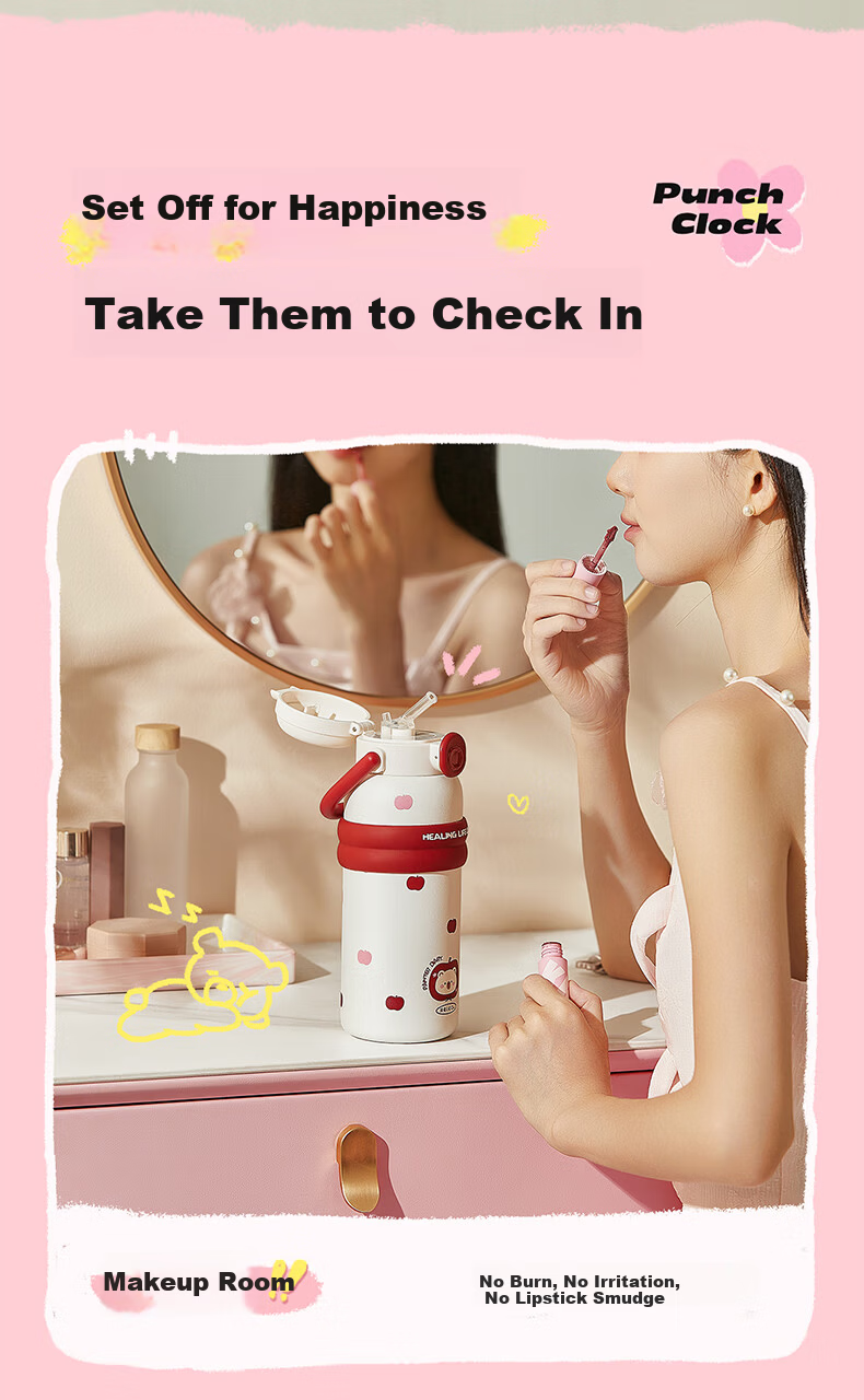 RELEA Insulated Bottle for Women Large Capacity 316L Stainless Steel Water Cup Kids Straw Cup Student Water Bottle Birthday Gift 21
