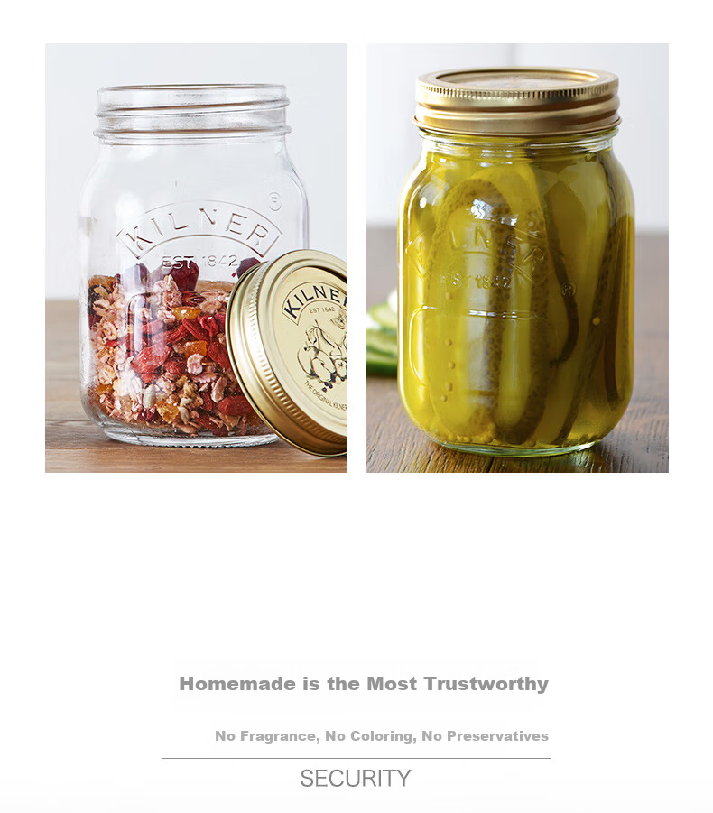 Kilner Glass Airtight Jar Food Grade Tea Canister Vacuum Storage Jar Pickle Jar Jam Honey Dispenser Bottle 1000ml 10