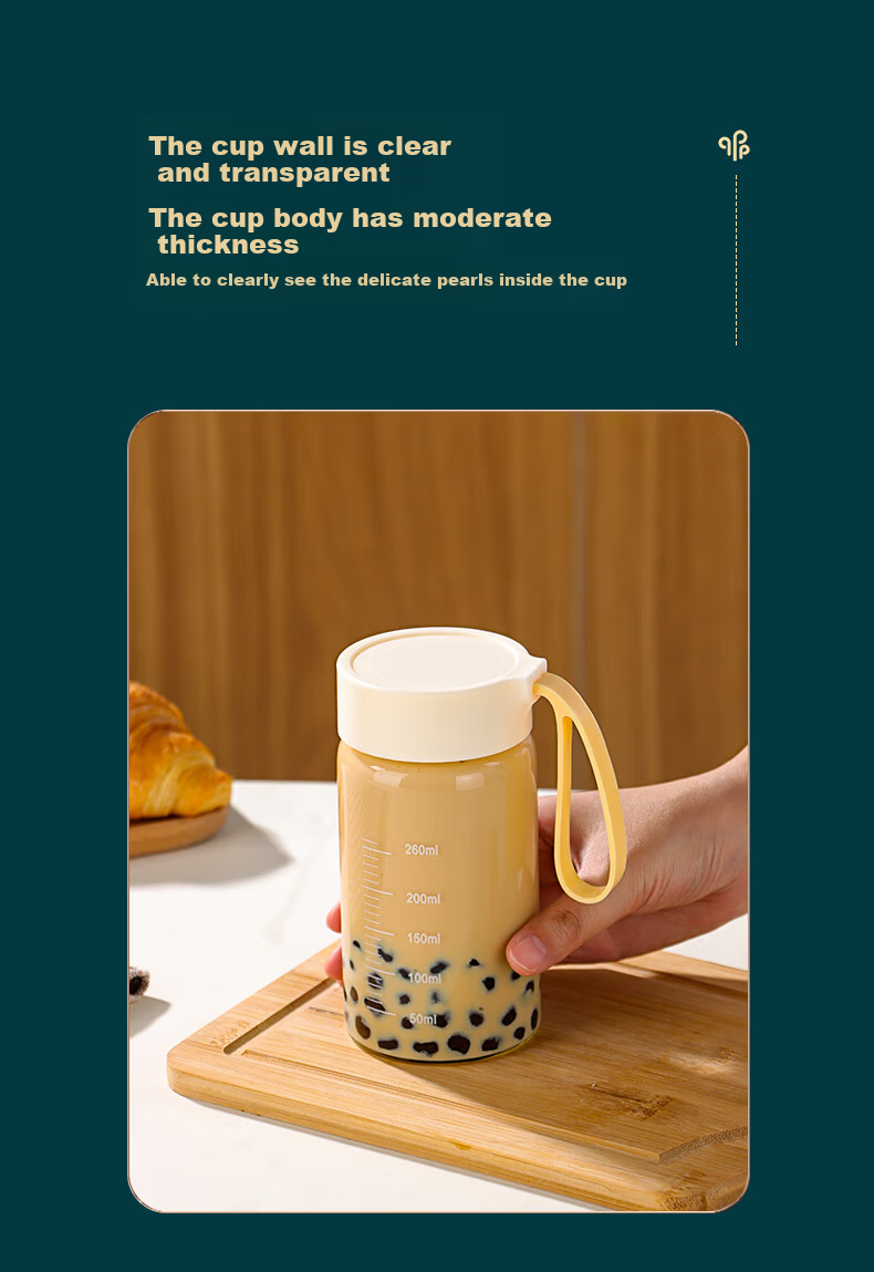 Baijie Borosilicate Glass Cup Portable 400ml Measuring Tea Coffee Soy Milk Milk Cup for Women 6