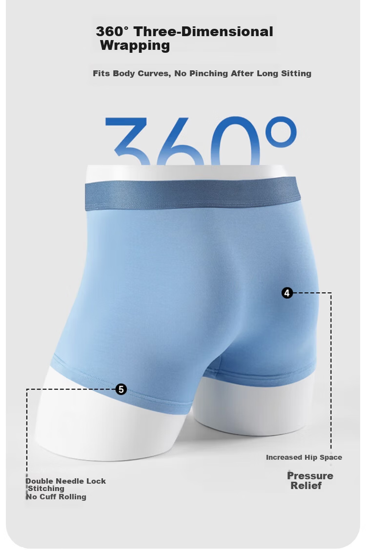 MiiOW Men's Cotton Antibacterial Breathable Loose Fit Boxer Briefs 4-Pack L 8