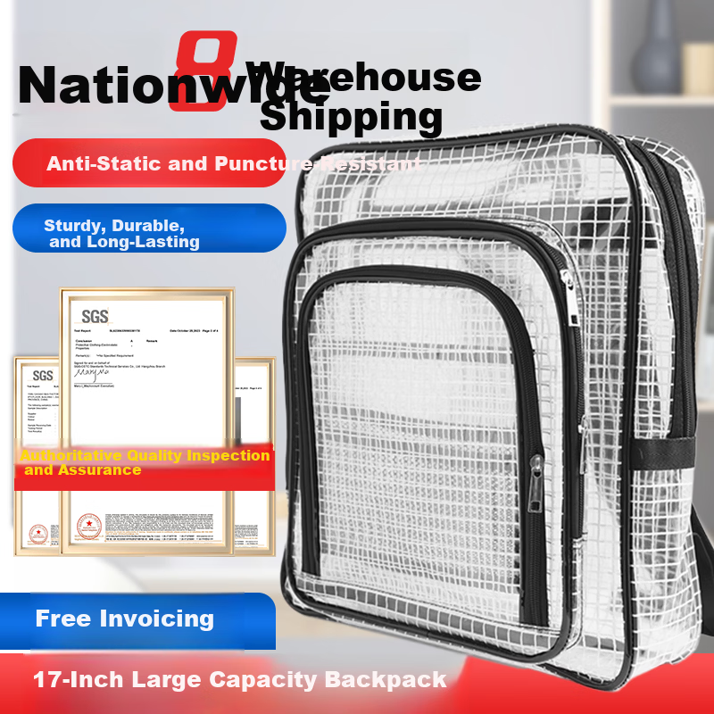 Aideer PVC Dustproof Transparent Backpack Tool Bag Double Shoulder Backpack 35cm x 40cm x 15cm CW851756
