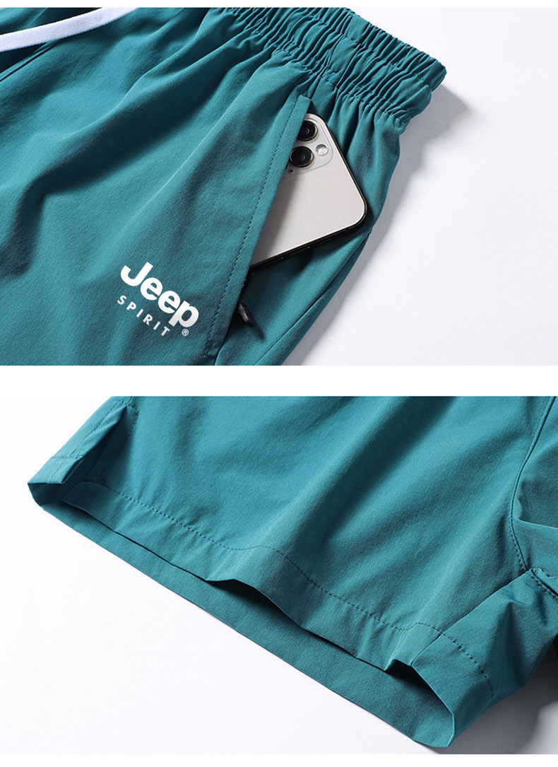 JEEP SPIRIT Men's Summer Loose Thin Solid Color Casual Fitness Outdoor Sports Five-Point Ice Silk Shorts 4