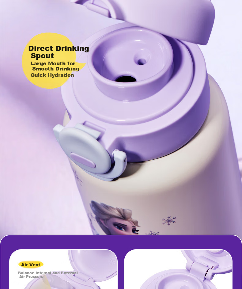 Disney Kids Insulated Double-Drink Straw 316L Large Capacity Water Bottle Portable Drinking Cup for Kindergarten Boys and Girls Elementary Students 4