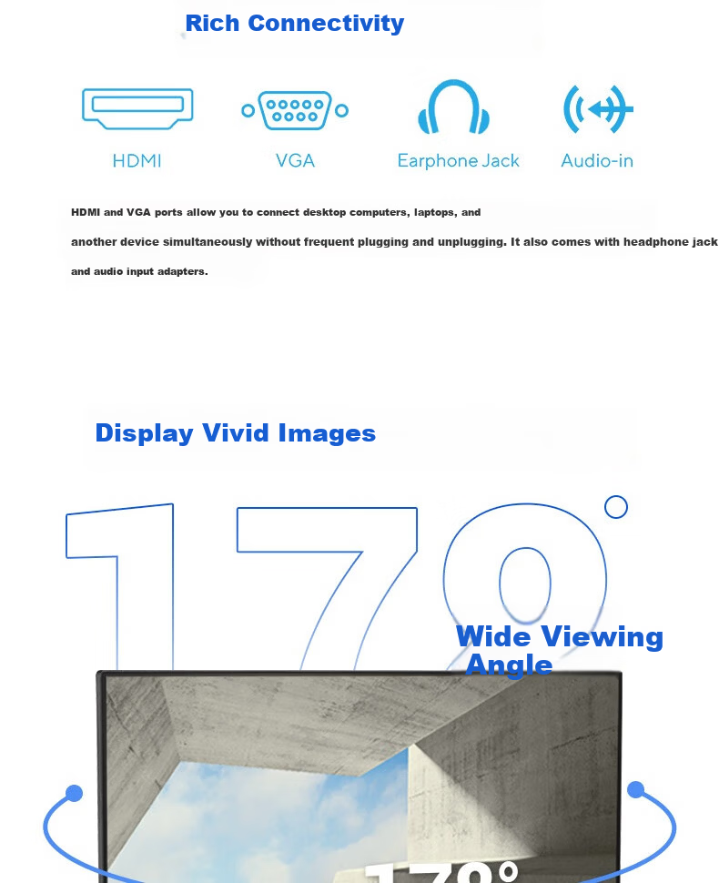 ASUS VA279HG 27-inch Eye-Care Gaming Monitor Narrow Bezel IPS 178° Wide Viewing Angle Blue Light Filter Flicker-Free VGA Wall Mount Adaptive-Sync 1ms Response 3