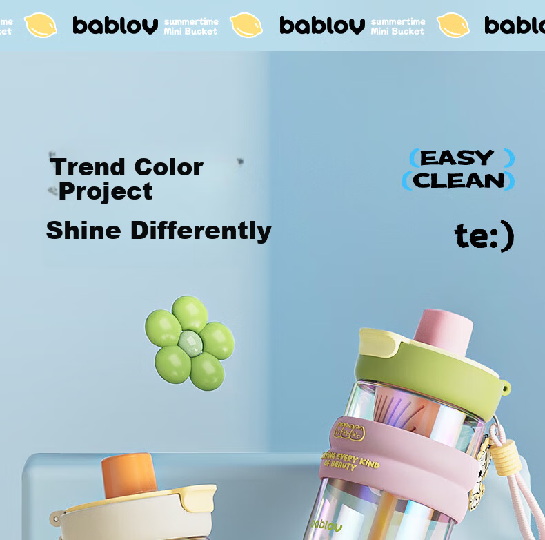 BABLOV Huaban Sen Glass Cup 500ml Water Bottle Female Student Straw Cup High Borosilicate Tea Water Separation Heat Resistant Cup 21