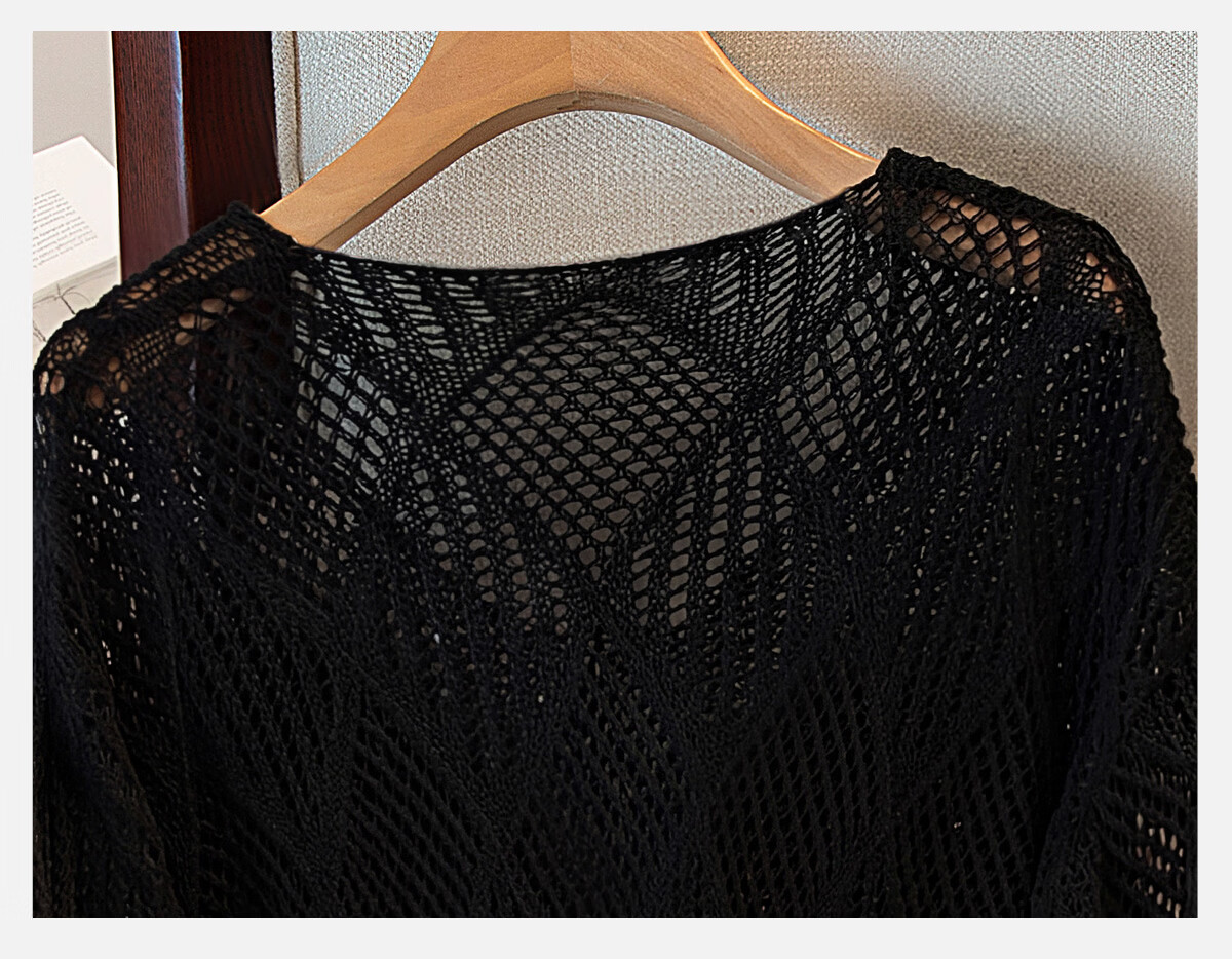 Cypress V-Neck Knit Sweater 2026 Spring New Women's Literary Style Pullover Hollow Out Three-Quarter Sleeve Top 15