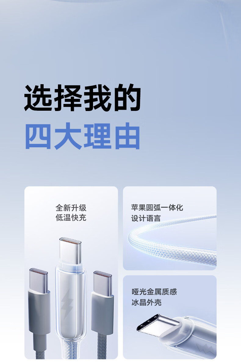 Aomake Type-C Fast Charging Data Cable for Apple 16/15, Car 6A Current CTOC Braided Fast Charge Compatible with Apple 17/iPad/Xiaomi Huawei Smartphones and Laptops 3